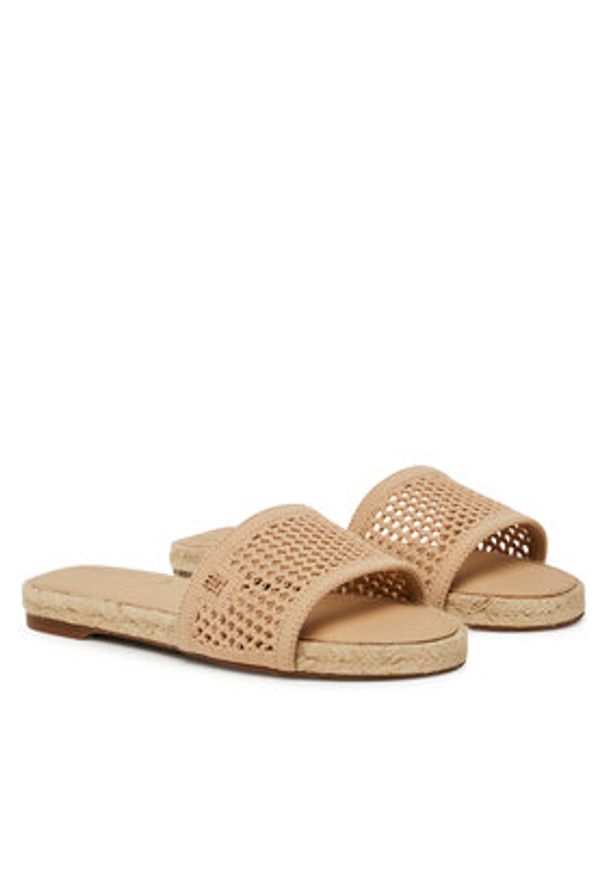 TOMMY HILFIGER - Tommy Hilfiger Espadryle Knit Mesh Espadrille Flat Sandal FW0FW08744 Beżowy. Kolor: beżowy. Materiał: materiał