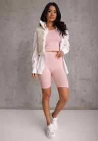 Renee - Różowy Krótki T-shirt Basic z Okrągłym Dekoltem Gresalor. Okazja: na co dzień. Kolor: różowy. Materiał: jeans, zamsz. Długość: krótkie. Styl: klasyczny, casual #4