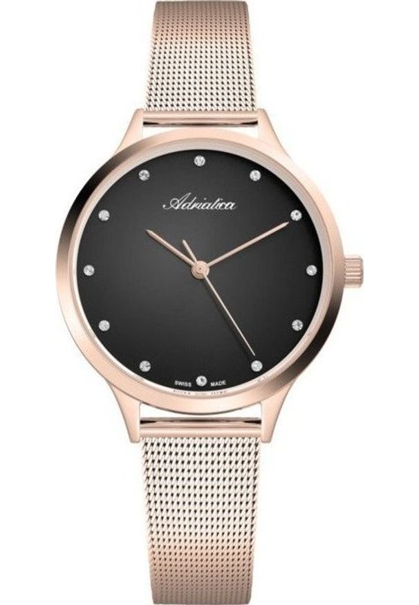 Zegarek Adriatica Zegarek damski Adriatica A3572.9144Q CYRKONIE różowe złoto. Kolor: złoty, wielokolorowy, różowy