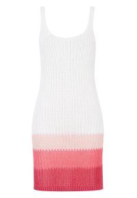 Sukienka plażowa bonprix biało-różowy. Okazja: na plażę. Kolor: biały. Długość rękawa: na ramiączkach #1