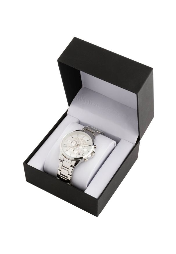 Zegarek damski chronograf na bransoletce ze stali szlachetnej bonprix srebrny kolor. Kolor: srebrny. Styl: elegancki