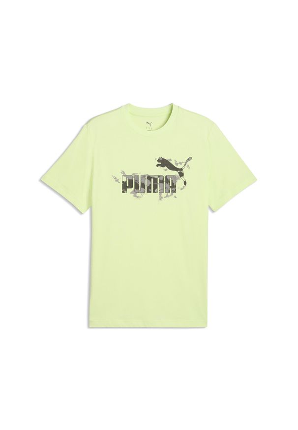 Puma - Męska koszulka Camo PUMA. Kolor: zielony. Wzór: nadruk. Sport: bieganie