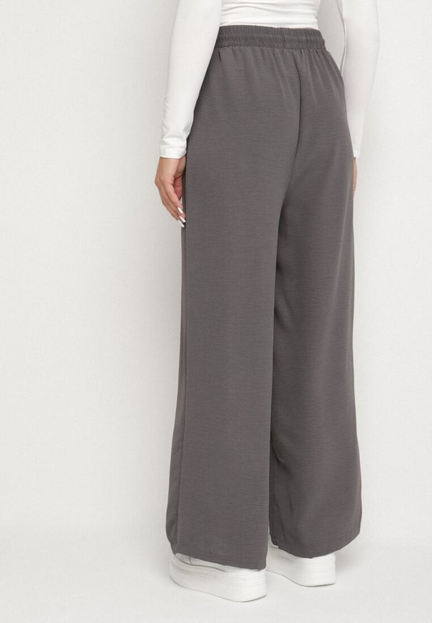 Born2be - Szare Spodnie z Wiskozą o Szerokim Kroju ze Ściągaczem w Talii Lavirre. Okazja: na co dzień. Kolor: szary. Materiał: wiskoza. Styl: wizytowy, casual, klasyczny