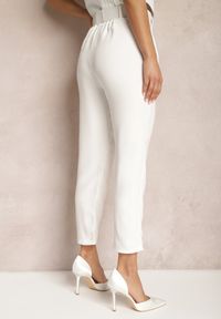 Renee - Białe Spodnie z Paskiem Eudea. Kolor: biały. Materiał: materiał. Długość: długie. Wzór: jednolity. Styl: elegancki
