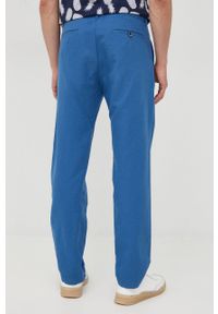Sisley spodnie z domieszką lnu męskie kolor granatowy dopasowane. Kolor: niebieski. Materiał: len #3