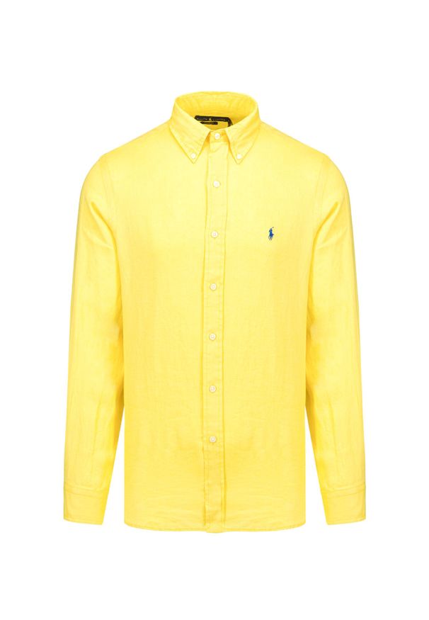 Polo Ralph Lauren - Koszula POLO RALPH LAUREN CUBDPPCS. Typ kołnierza: polo. Kolor: żółty. Materiał: len. Sezon: lato