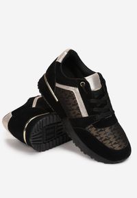 Born2be - Czarne Sneakersy Lauri. Nosek buta: okrągły. Kolor: czarny. Materiał: materiał. Szerokość cholewki: normalna. Wzór: aplikacja. Obcas: na płaskiej podeszwie #2