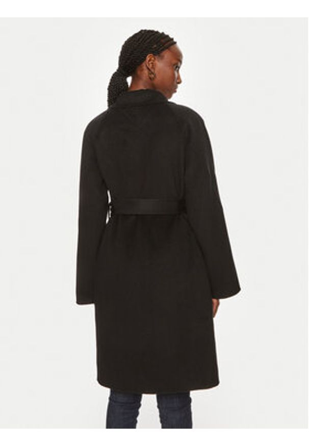 TOMMY HILFIGER - Tommy Hilfiger Płaszcz wełniany WW0WW43603 Czarny Regular Fit. Kolor: czarny. Materiał: wełna, syntetyk