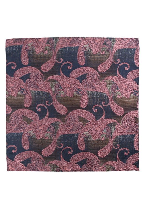 Poszetka Męska, Elegancka - Alties - Duże, Różowe Paisley. Kolor: różowy. Materiał: poliester. Wzór: paisley