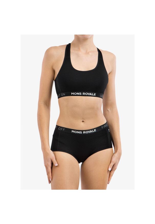 MONS ROYALE - Biustonosz sportowy Mons Royale Sierra Sports Bra. Kolor: czarny. Sport: fitness
