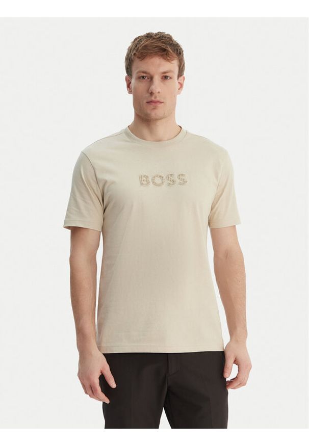 BOSS T-Shirt TS_Terrace Logo 50559361 Beżowy Regular Fit. Kolor: beżowy. Materiał: bawełna