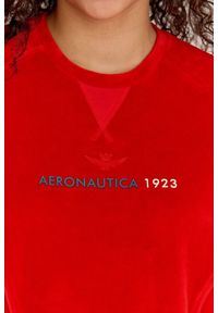 Aeronautica Militare - AERONAUTICA MILITARE Czerwona welurowa bluza damska z wieloma zdobieniami, Rozmiar S. Kolor: czerwony. Materiał: welur, bawełna. Wzór: aplikacja #6