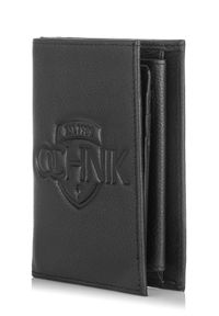 Ochnik - Skórzany portfel męski z tłoczeniem. Kolor: czarny. Materiał: skóra #2