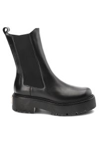 Czarne Botki Carinii Stylowe Wsuwane Workery Damskie. Okazja: na co dzień. Zapięcie: bez zapięcia. Kolor: czarny. Materiał: skóra. Styl: elegancki #6