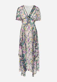 Born2be - Beżowo-Zielona Sukienka Maxi z Asymetrycznym Dołem w Kwiaty Angla. Okazja: na co dzień. Typ kołnierza: dekolt w kształcie V. Kolor: beżowy. Długość rękawa: krótki rękaw. Wzór: kwiaty. Typ sukienki: asymetryczne. Styl: casual. Długość: maxi #3