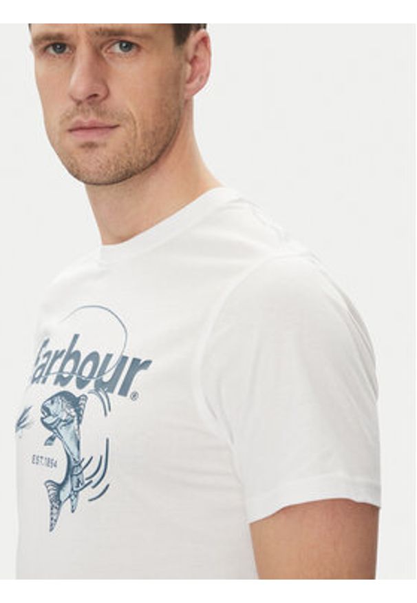 Barbour T-Shirt Lydd MTS1396WH11 Biały Tailored Fit. Kolor: biały. Materiał: bawełna