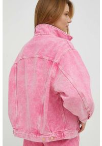 Wrangler kurtka jeansowa damska kolor różowy przejściowa oversize. Kolor: różowy. Materiał: jeans #3