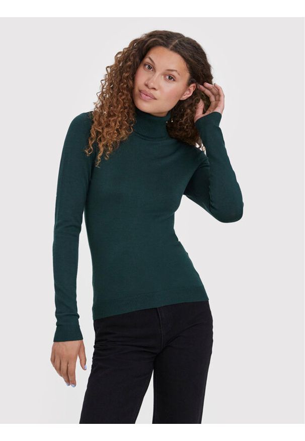 Vero Moda Golf Glory 10231630 Zielony Slim Fit. Typ kołnierza: golf. Kolor: zielony. Materiał: wiskoza