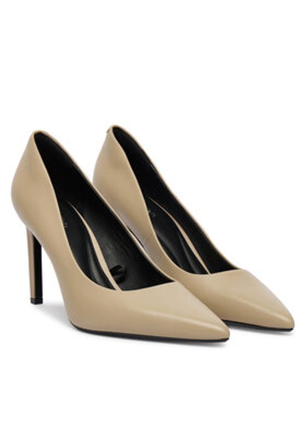 Calvin Klein Szpilki Ess Stiletto 90 HW0HW02608 Beżowy. Kolor: beżowy. Materiał: skóra. Obcas: na szpilce