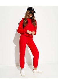 LA MANIA - Dresowe spodnie Banta. Kolor: czerwony. Materiał: dresówka. Wzór: napisy #5