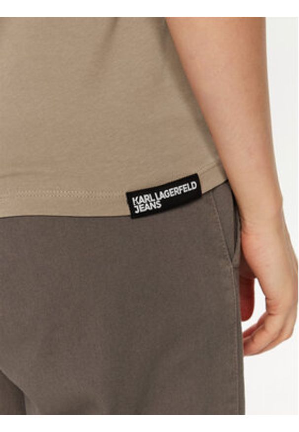 Karl Lagerfeld Jeans T-Shirt A1W17004 Beżowy Slim Fit. Kolor: beżowy. Materiał: bawełna