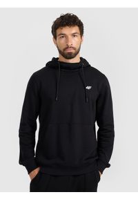 4f - 4F Bluza dresowa nierozpinana z kapturem męska - czarna 3XL. Okazja: na co dzień. Typ kołnierza: kaptur. Kolor: czarny. Materiał: dresówka. Styl: casual #1