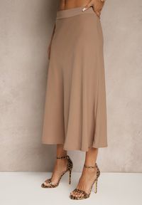 Renee - Brązowa Casualowa Rozkloszowana Spódnica Dorilena. Okazja: na co dzień. Kolor: brązowy. Materiał: tkanina. Styl: casual #5