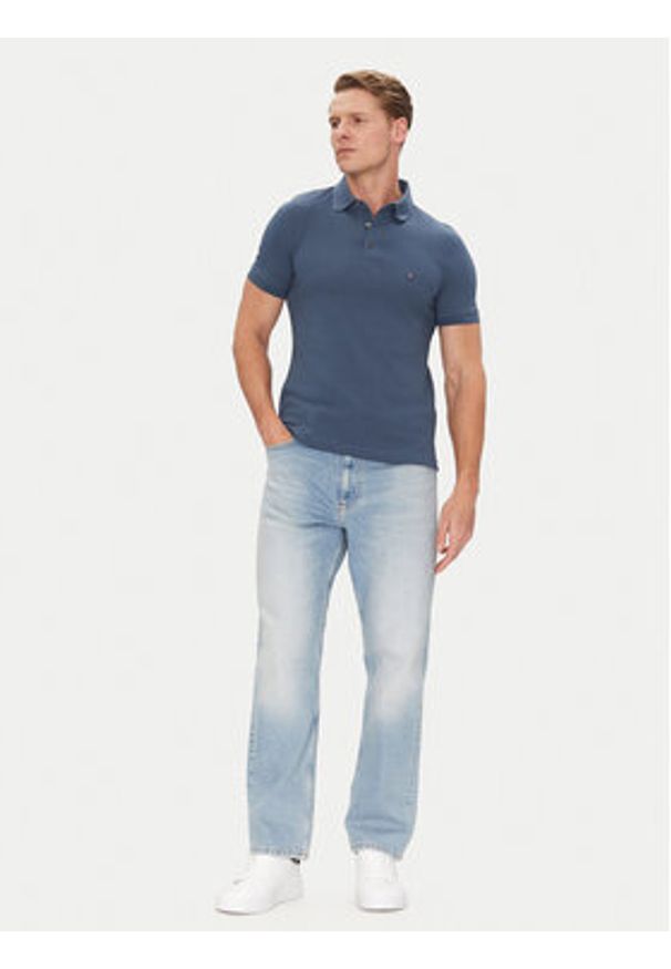 TOMMY HILFIGER - Tommy Hilfiger Polo 1985 MW0MW17771 Niebieski Slim Fit. Typ kołnierza: polo. Kolor: niebieski. Materiał: bawełna