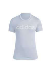 Adidas - T-shirt damski z logo adidas Essentials. Kolor: niebieski, wielokolorowy, biały. Sport: taniec, joga i pilates