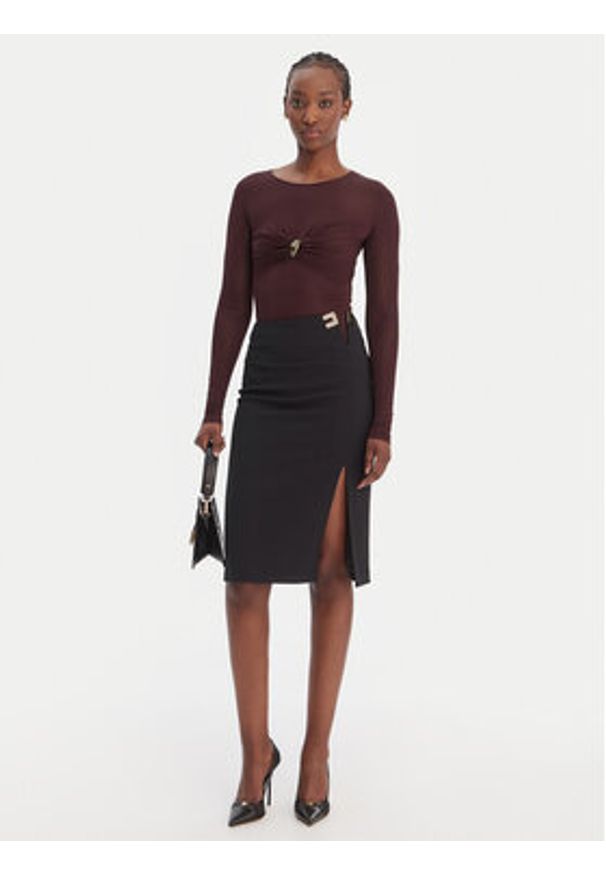 Elisabetta Franchi Spódnica ołówkowa GO-147-61E2-V320 Czarny Regular Fit. Kolor: czarny. Materiał: syntetyk