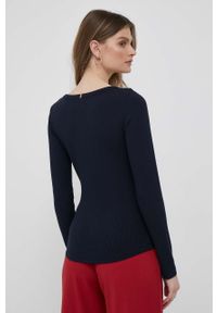 TOMMY HILFIGER - Tommy Hilfiger longsleeve damski kolor granatowy. Kolor: niebieski. Materiał: materiał, dzianina, prążkowany. Długość rękawa: długi rękaw. Długość: długie. Wzór: aplikacja #5