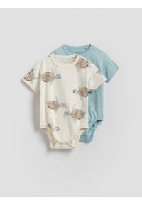 Reserved - Bawełniane body 2 pack - beżowy. Kolor: beżowy. Materiał: bawełna