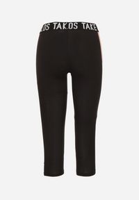 Born2be - Czarne Legginsy Sportowe z Lampasem i Napisami Glequella. Okazja: na co dzień. Stan: podwyższony. Kolor: czarny. Wzór: napisy. Styl: sportowy #7