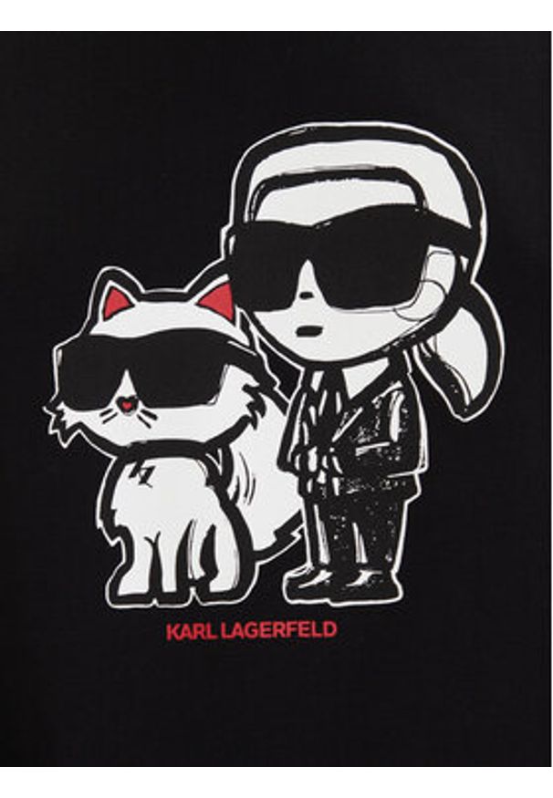Karl Lagerfeld - KARL LAGERFELD T-Shirt A1W17129 Czarny Regular Fit. Typ kołnierza: dekolt w karo. Kolor: czarny. Materiał: bawełna