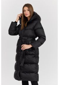 Hetrego - HETREGO Czarny damski puchowy płaszcz Karen Woman Quilted Coat, Rozmiar 40 EU - 44 IT. Kolor: beżowy. Materiał: puch. Długość rękawa: długi rękaw. Długość: długie. Styl: elegancki