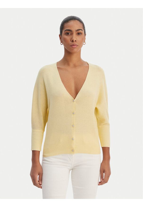 Morgan Kardigan 251-MBATSI Żółty Slim Fit. Kolor: żółty. Materiał: syntetyk