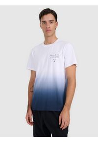4f - 4F T-shirt regular z nadrukiem męski - granatowy S. Okazja: na co dzień. Kolor: niebieski. Materiał: materiał, bawełna. Wzór: nadruk. Styl: casual