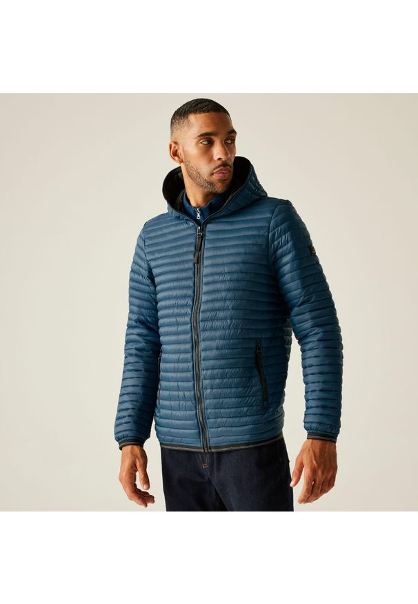Regatta - Kurtka męska przejściowa Rigain. Kolor: niebieski, turkusowy, wielokolorowy. Materiał: puch, syntetyk. Sport: turystyka piesza