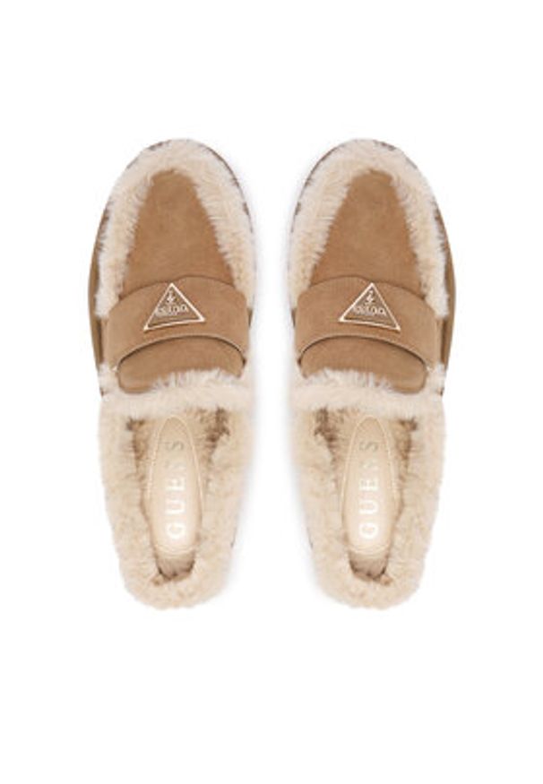 Guess Klapki FLFBRI ESU06 Beżowy. Kolor: beżowy. Materiał: skóra, zamsz