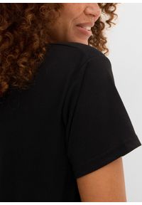 bonprix - T-shirt z dekoltem w serek. Typ kołnierza: dekolt w serek. Kolor: czarny. Długość rękawa: krótki rękaw. Długość: długie, krótkie #3