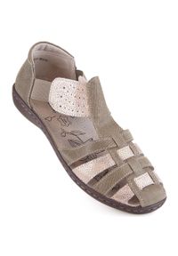 Skórzane sandały damskie zabudowane beżowe T.Sokolski L26-622. Kolor: beżowy. Materiał: skóra #1