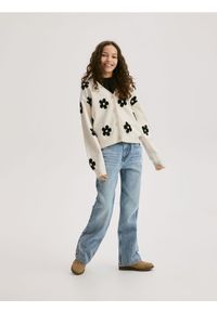 Reserved - Wzorzysty kardigan z wiskozą - wielobarwny. Materiał: wiskoza