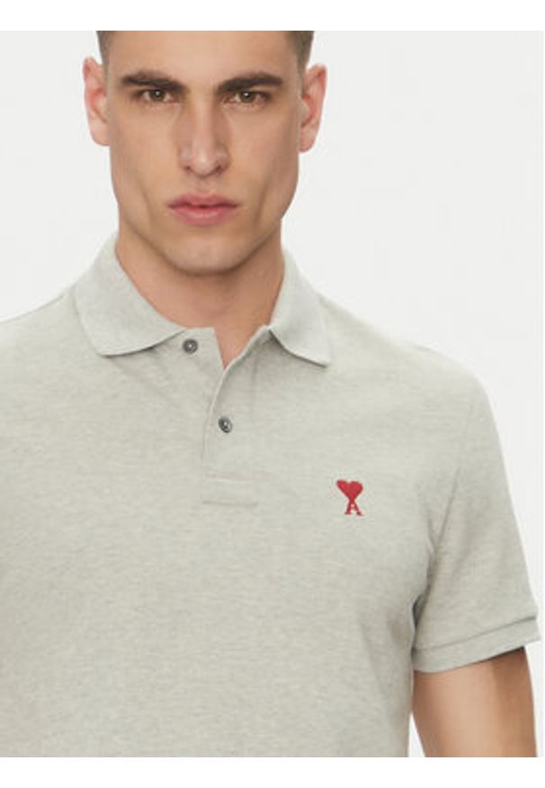 AMI PARIS - AMI Paris Polo BFUPL001.760 Szary Regular Fit. Typ kołnierza: polo. Kolor: szary. Materiał: bawełna
