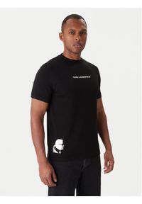 Karl Lagerfeld - KARL LAGERFELD T-Shirt 755403 554235 Czarny Slim Fit. Typ kołnierza: dekolt w karo. Kolor: czarny. Materiał: bawełna #1
