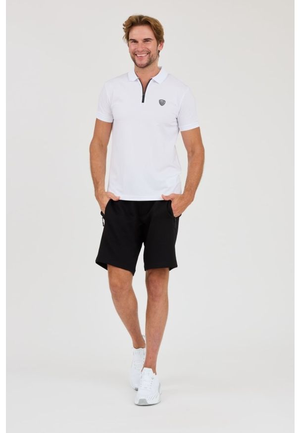 EA7 Emporio Armani - EA7 Biała koszukla polo rozpinana na zamek. Typ kołnierza: polo. Kolor: biały