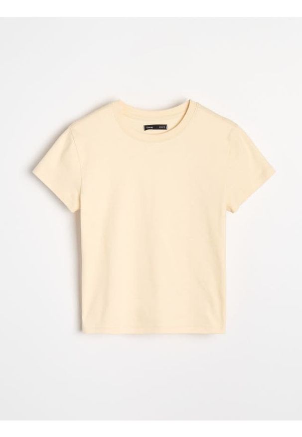 Sinsay - Bawełniana koszulka basic - yellow jeans. Materiał: bawełna, jeans