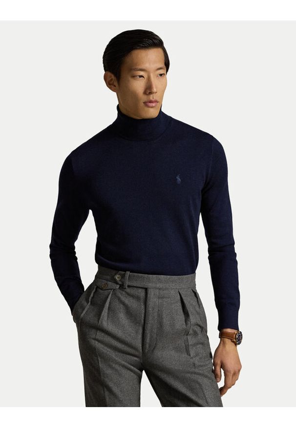 Polo Ralph Lauren Golf 710946145001 Granatowy Regular Fit. Typ kołnierza: golf, polo. Kolor: niebieski. Materiał: wełna