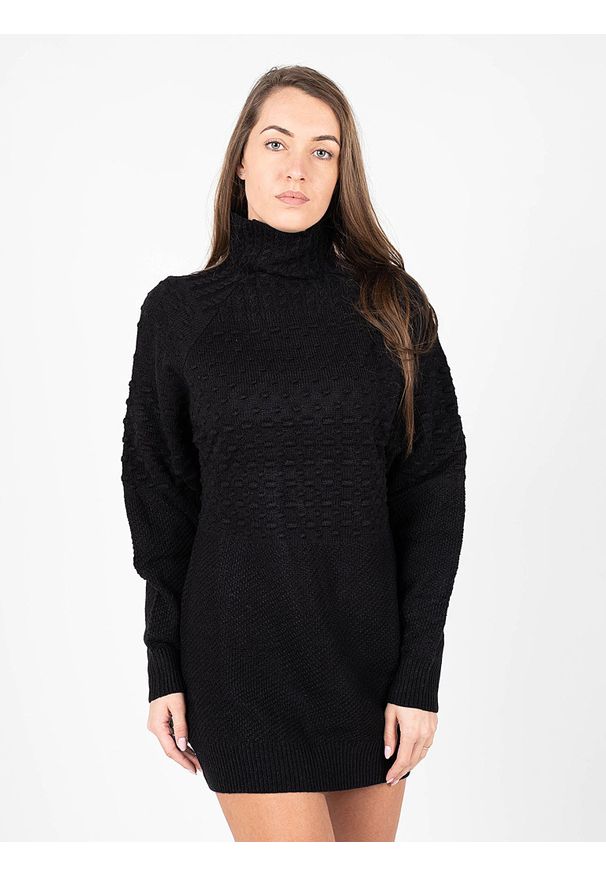 Silvian Heach Sukienka | PGA22113VE | Kobieta | Czarny. Okazja: na co dzień. Typ kołnierza: golf. Kolor: czarny. Materiał: nylon, akryl. Wzór: aplikacja. Typ sukienki: proste. Styl: casual. Długość: mini