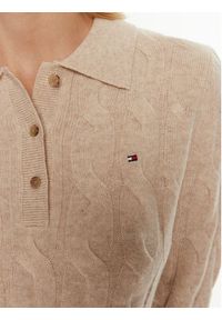 TOMMY HILFIGER - Tommy Hilfiger Sukienka dzianinowa WW0WW43085 Beżowy Regular Fit. Kolor: beżowy. Materiał: wełna #5