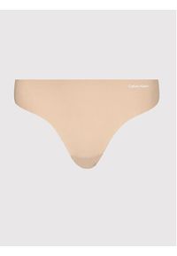 Calvin Klein Underwear Stringi 0000D3428E Beżowy. Kolor: beżowy. Materiał: syntetyk